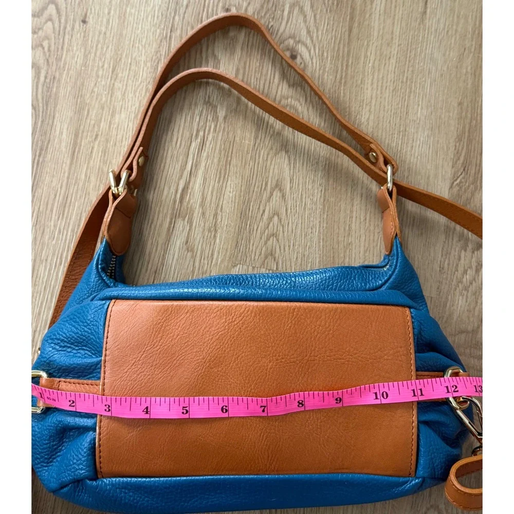 Valentina Convertible Italian Pebbled Leather Bag Backpack In‎ Ocean Blue